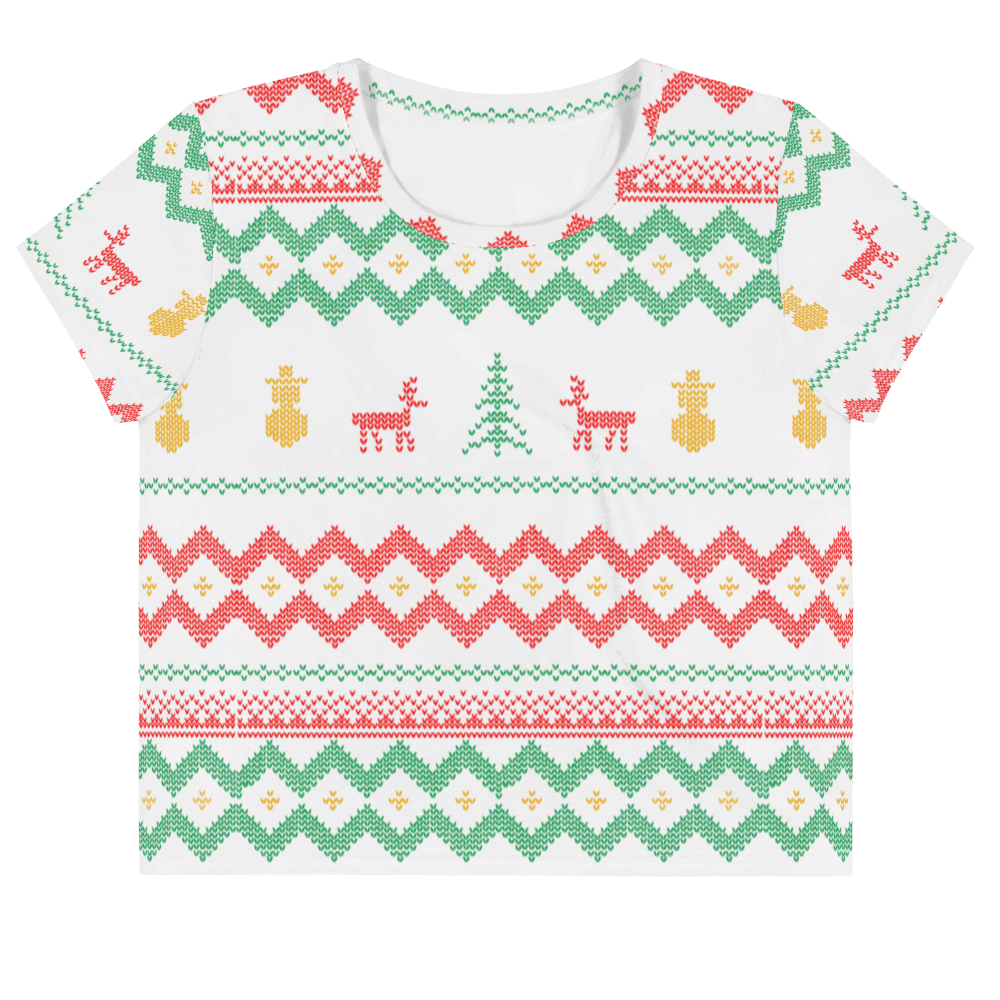 Christmas Merry Sweater White Crop Tee TeeSpect