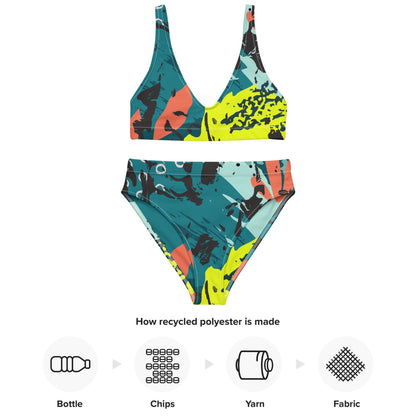 Abstract Floral Recycled High-Waisted Bikini