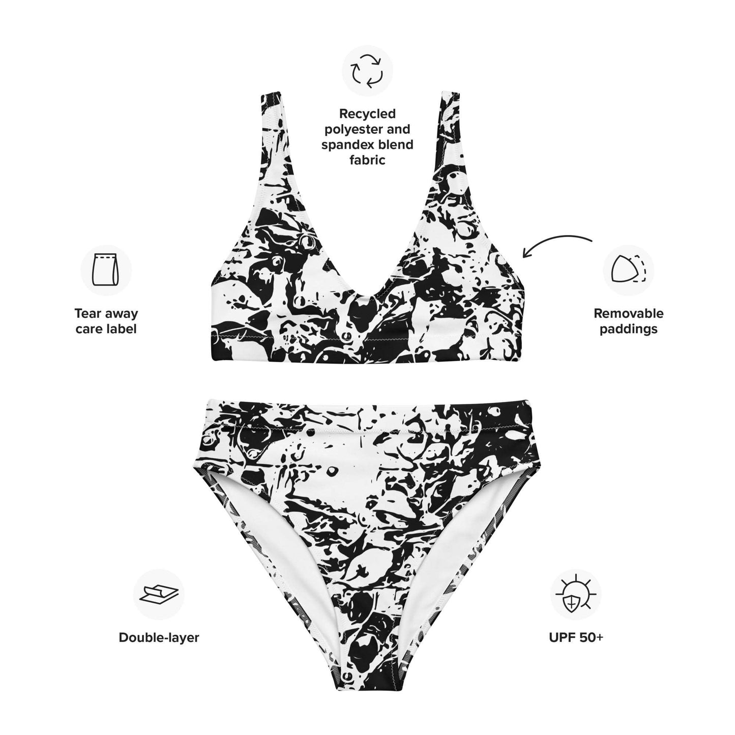 Autumn Chaos Sketch Recycled High-Waisted Bikini