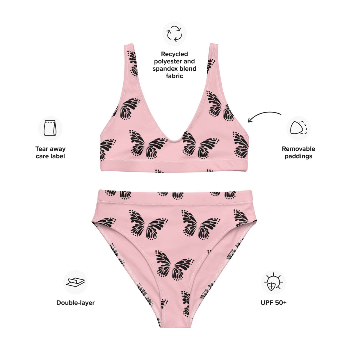 Butterfly Recycled High-Waisted Bikini - Multiple Colors