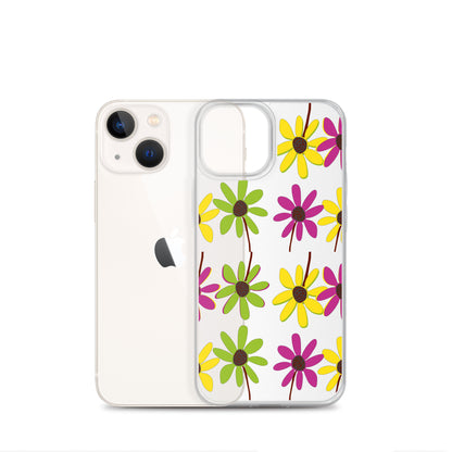 iPhone Colourful Hand Drawn Flower Petals Clear Case