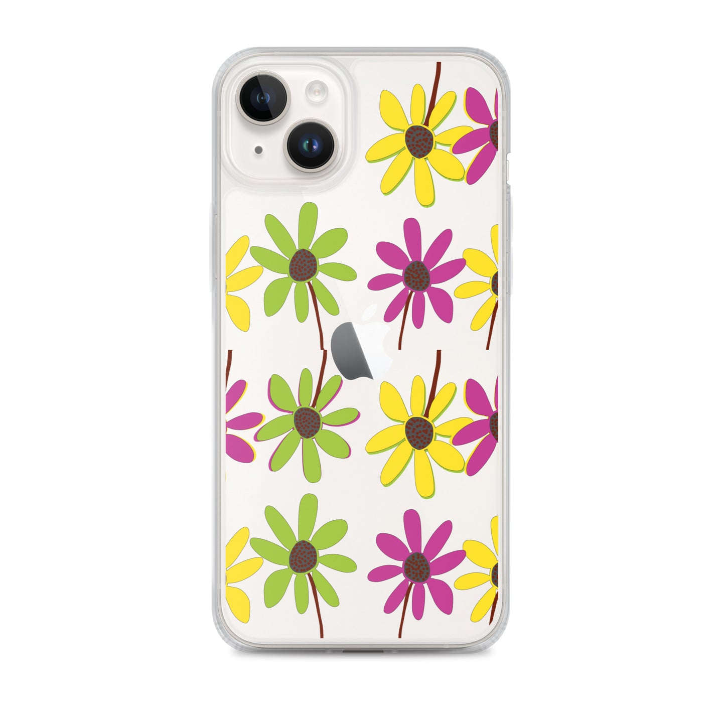 iPhone Colourful Hand Drawn Flower Petals Clear Case