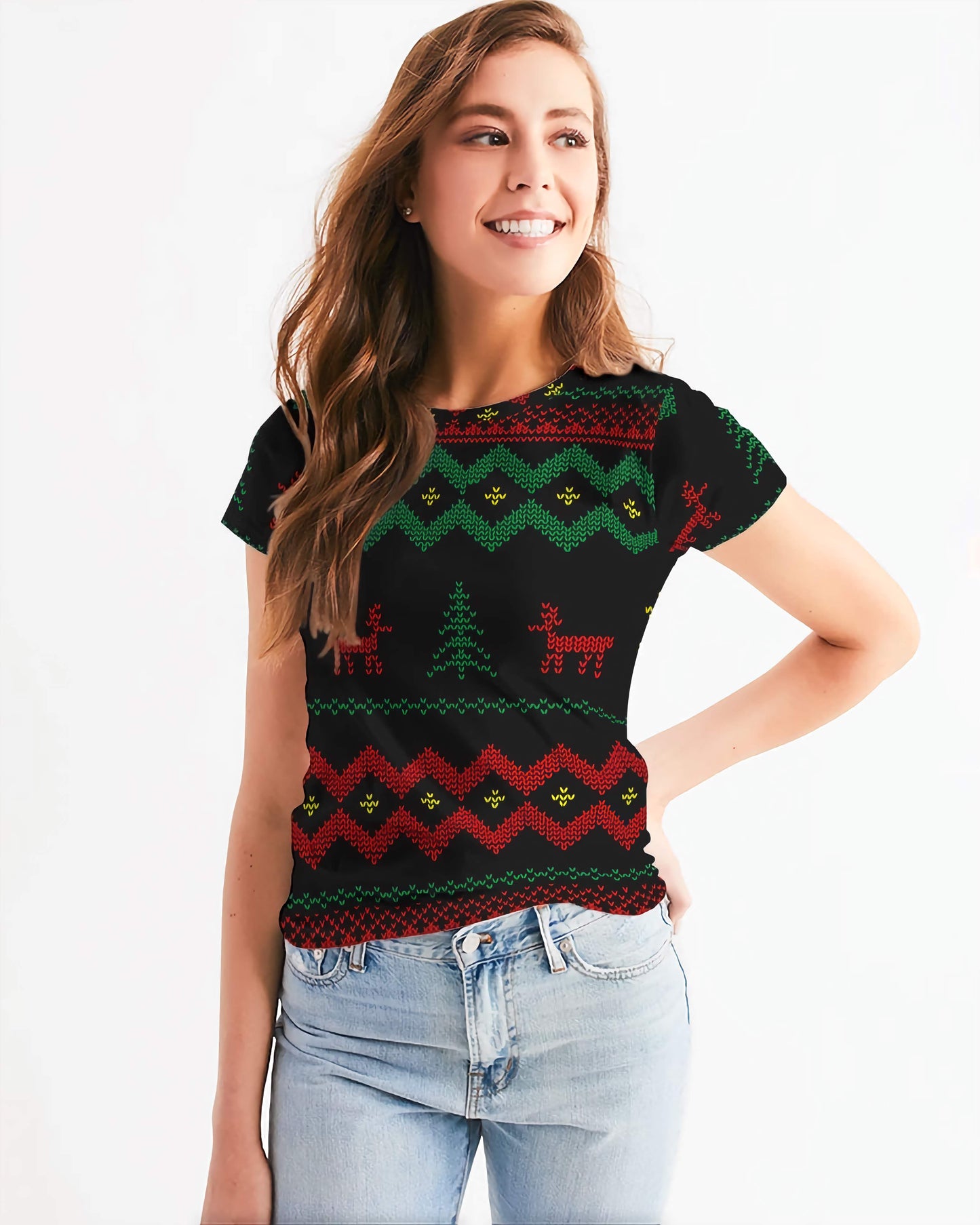 Christmas Merry Sweatshirt (Sweater) Black Women's Tee
