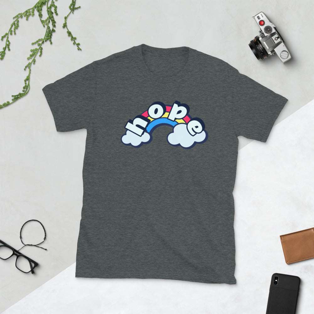 Bubblegum Hope Rainbow Clouds Unisex Soft Cotton Softstyle Short-Sleeve T-Shirt TeeSpect