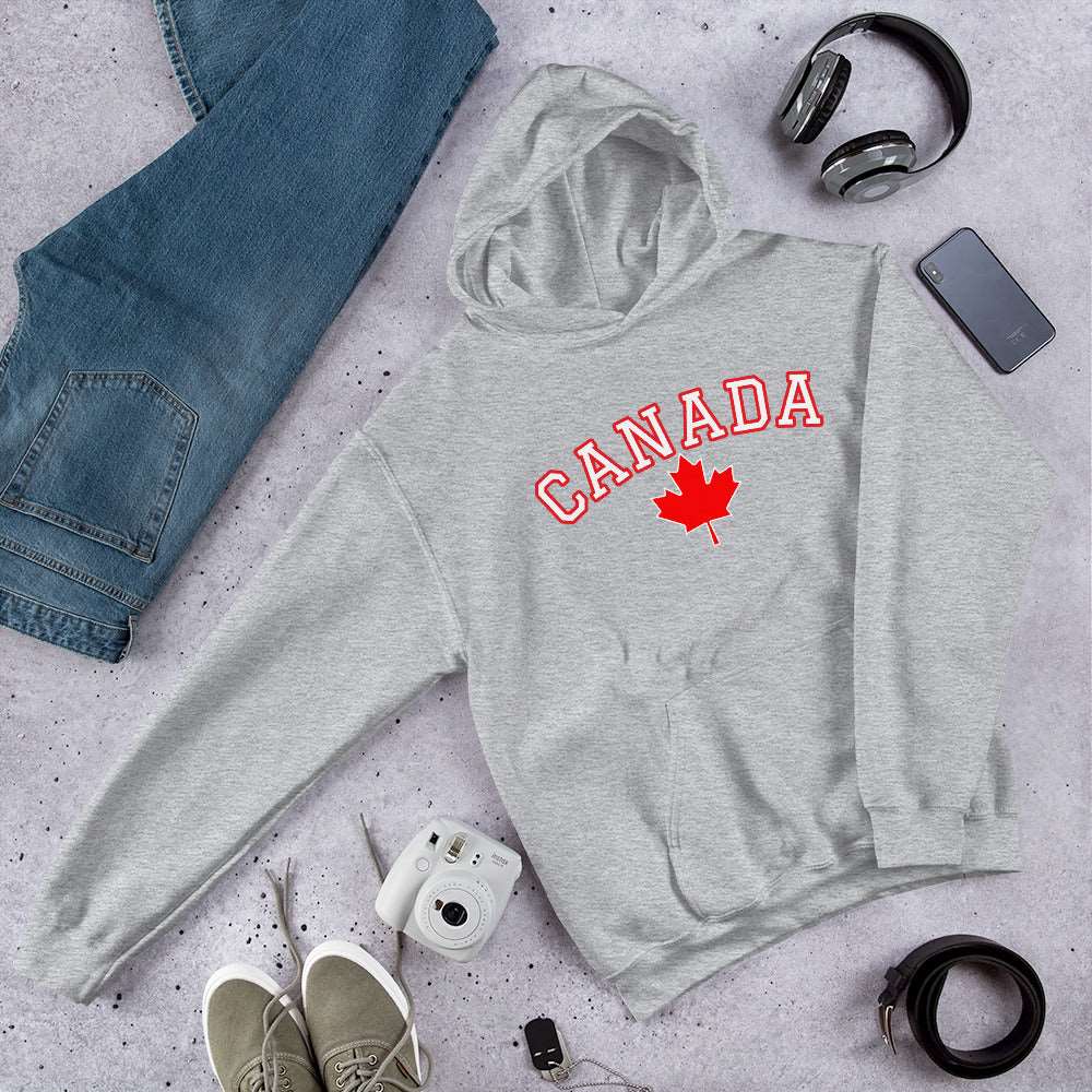 Bold Canada And Maple Leaf, Soft Feel, Double Stitched, Smooth, Stylish Unisex Heavy Blend Hoodie TeeSpect