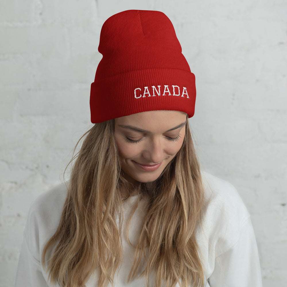 Bold CANADA Embroidery Cuffed Beanie TeeSpect