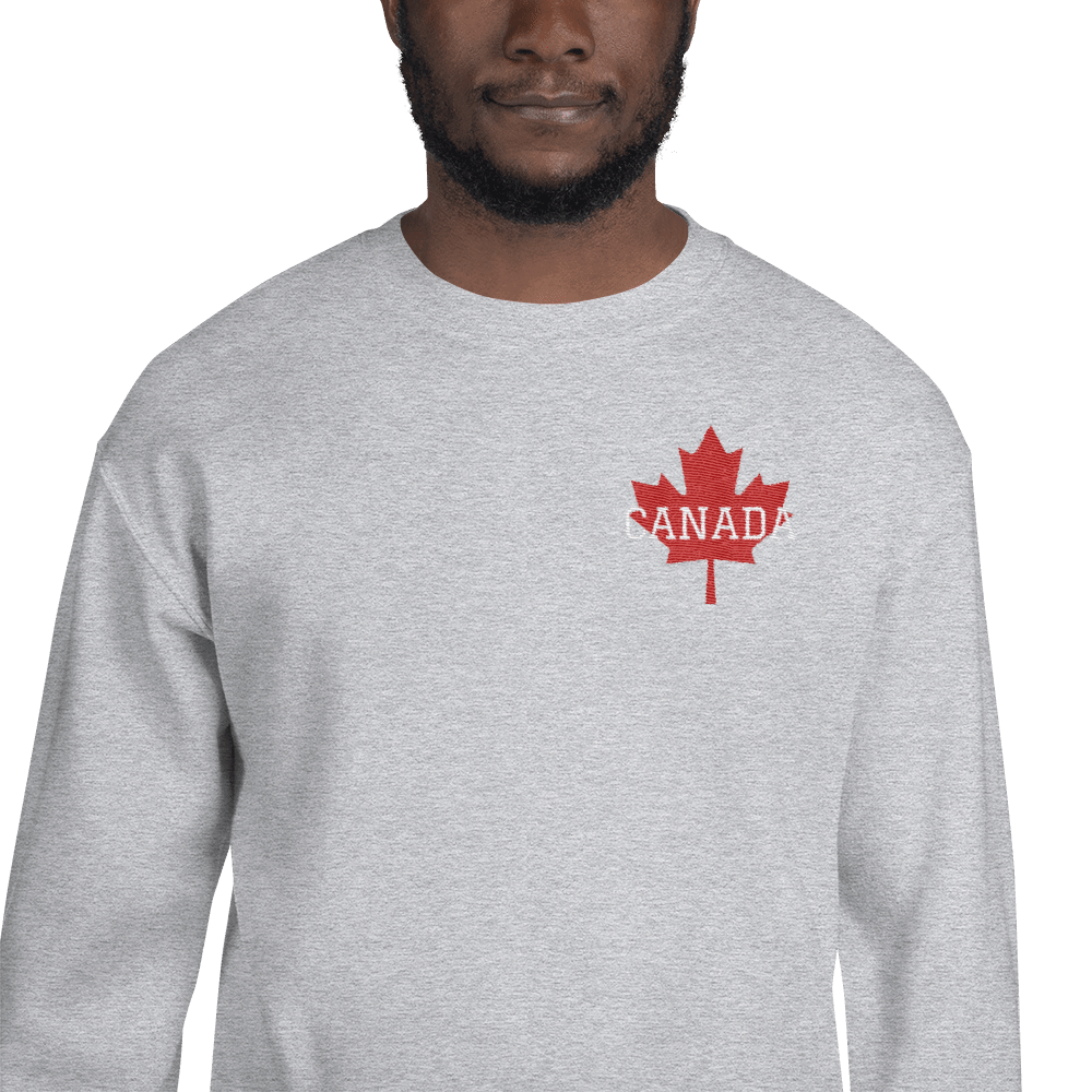 Bold CANADA Maple Leaf Embroidered Unisex Crew Neck Sweatshirt TeeSpect