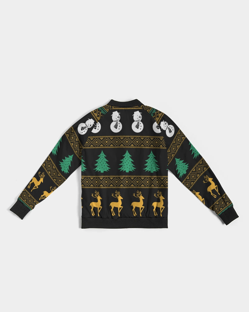 Snowman Tree Wonderland Black Women's Bomber Jacket TeeSpect