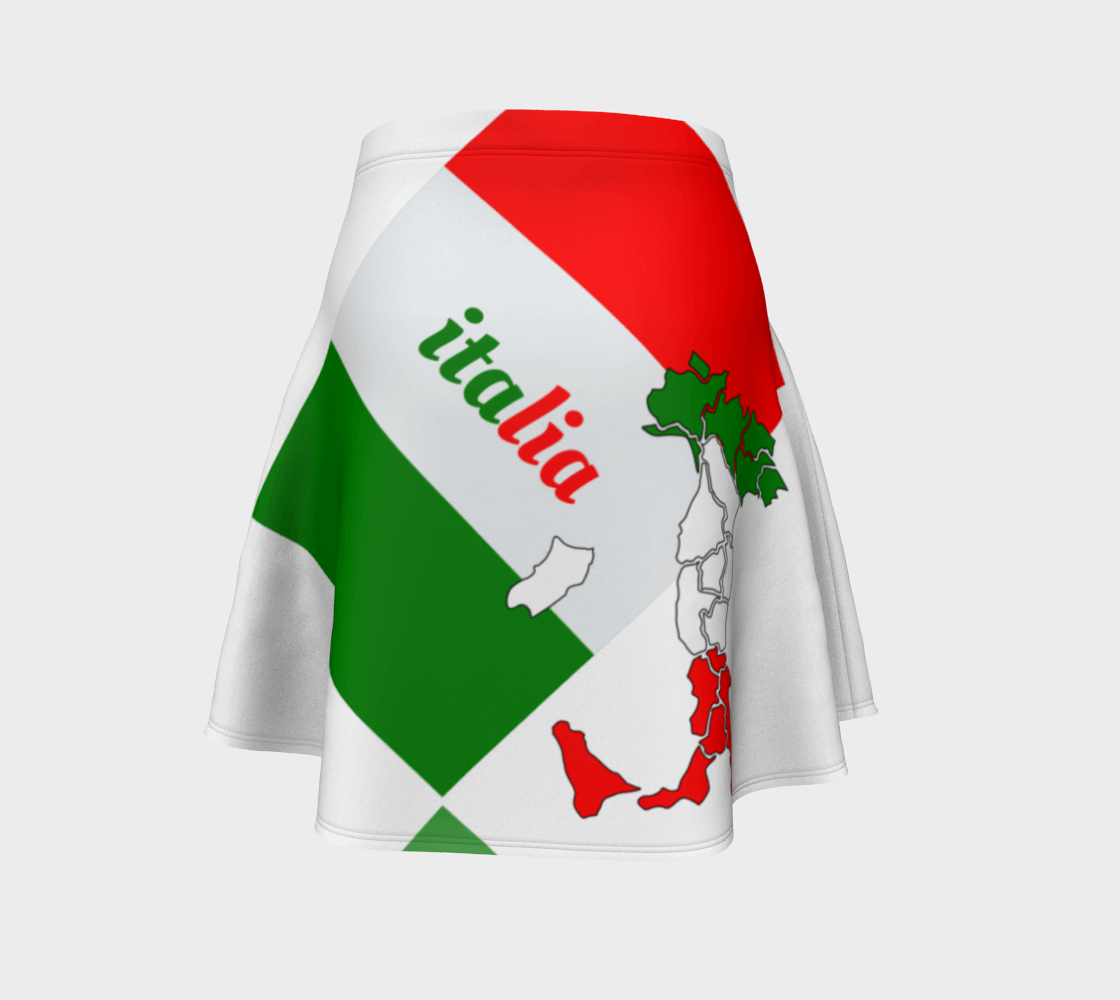Elegant Italia - Italy Flag And Map White Flare Skirt TeeSpect
