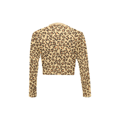 Leopard On Long Sleeve Bikini Top