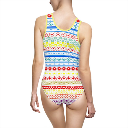 Women's Classic One-piece Love You Lots Of Hearts One-Piece Swimsuit TeeSpect