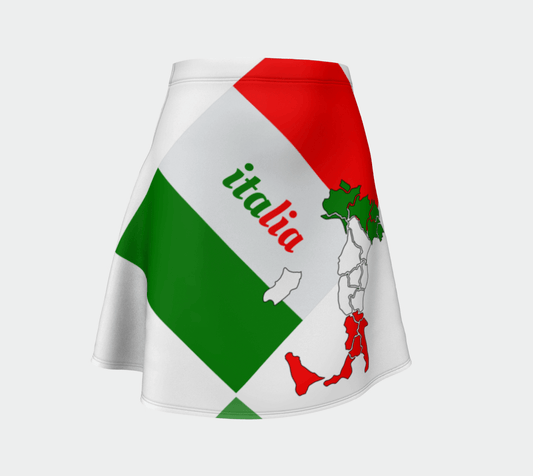 Elegant Italia - Italy Flag And Map White Flare Skirt TeeSpect