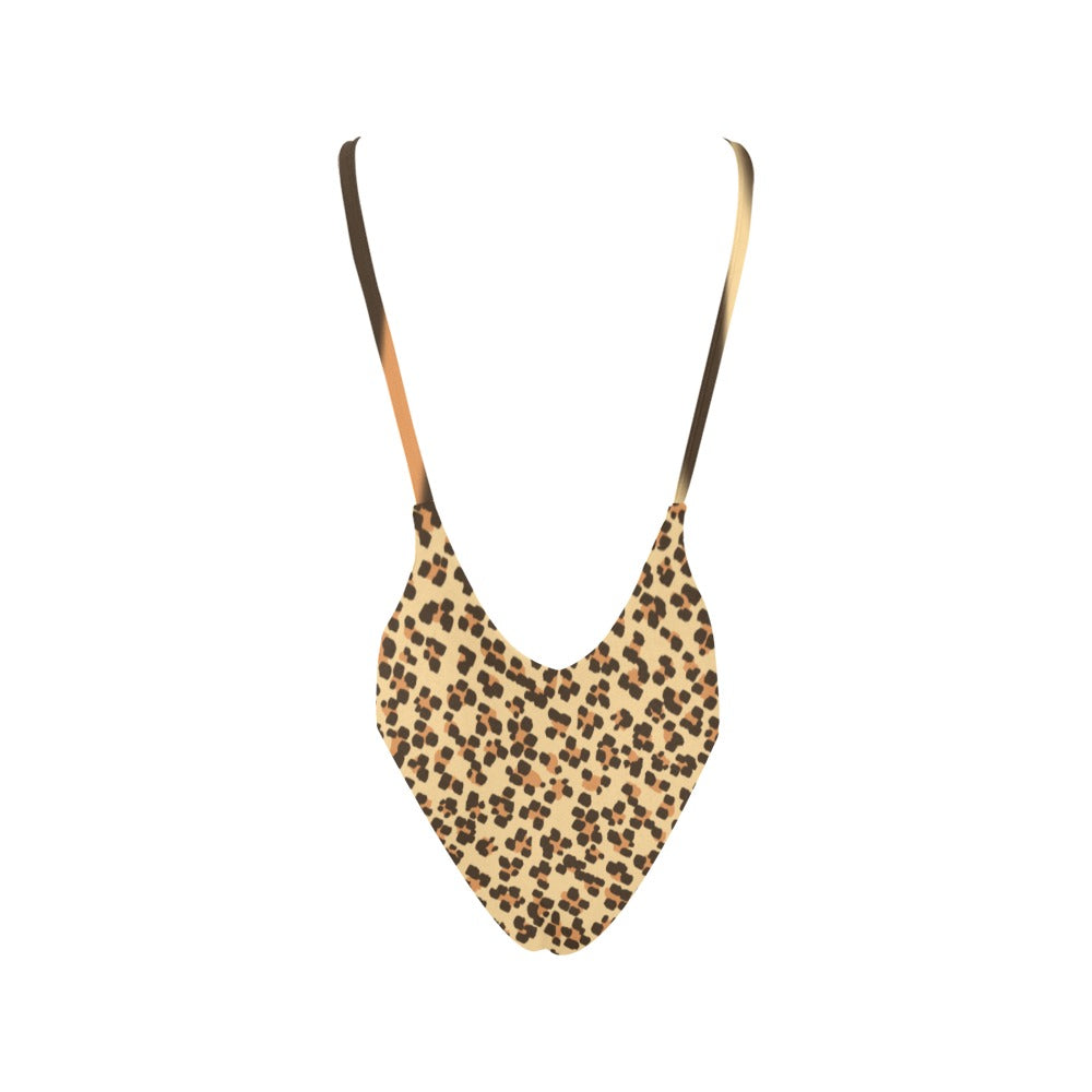 Leopard On Sexy Low Back One-Piece Swimsuit