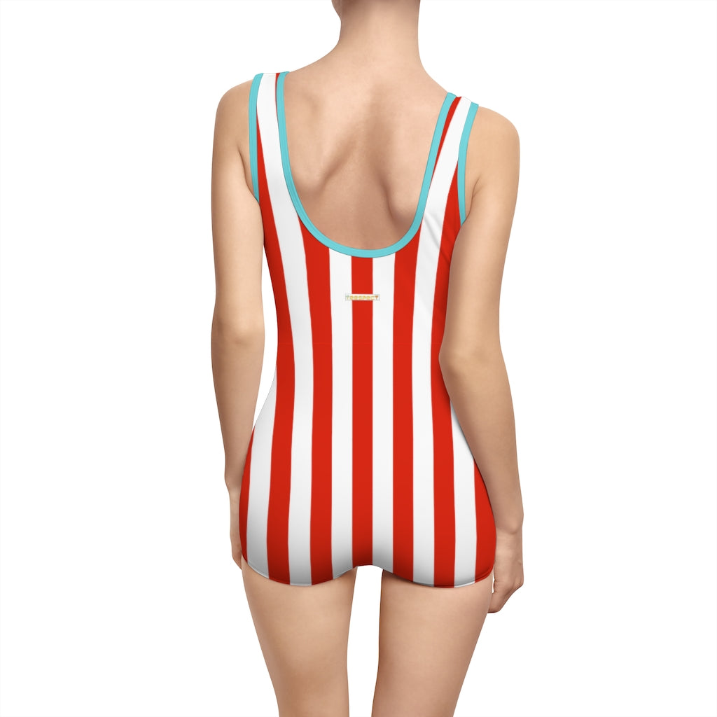 Striped Red Women's Vintage Swimsuit TeeSpect