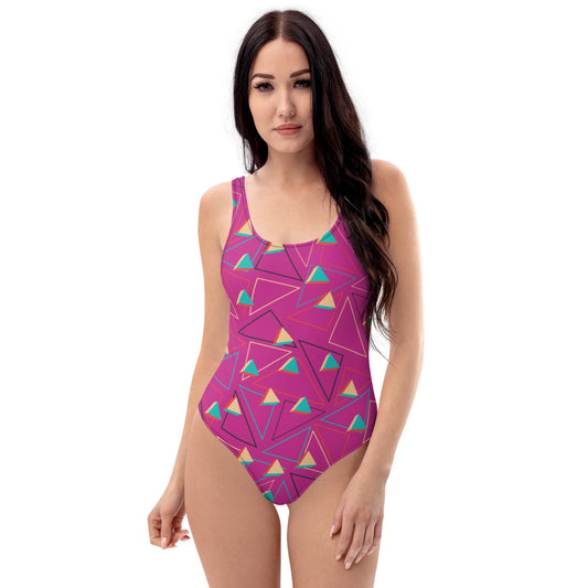 Triangular Candied Pink One-Piece Swimsuit TeeSpect