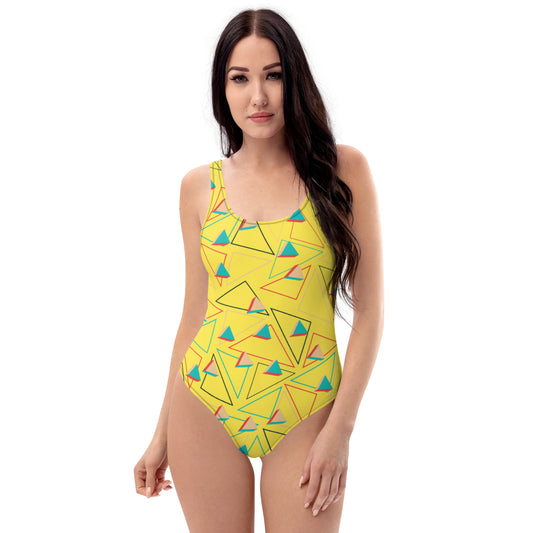 Triangular Candied Yellow One-Piece Swimsuit TeeSpect