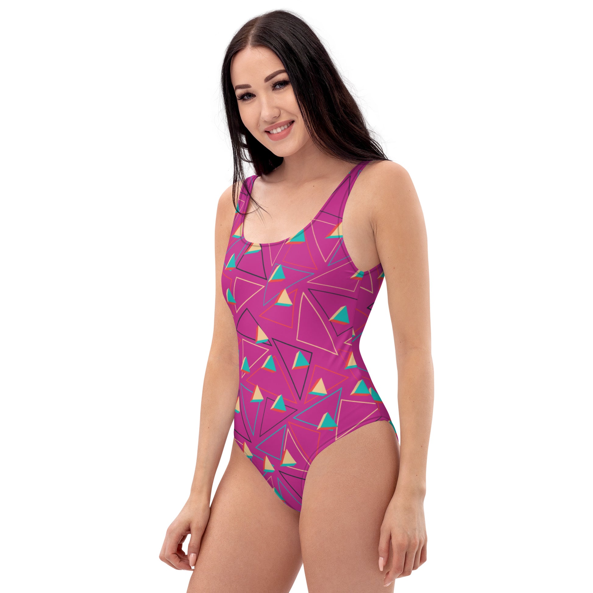 Triangular Candied Pink One-Piece Swimsuit TeeSpect