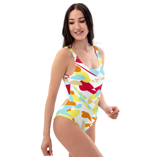 When Confused White One-Piece Swimsuit TeeSpect