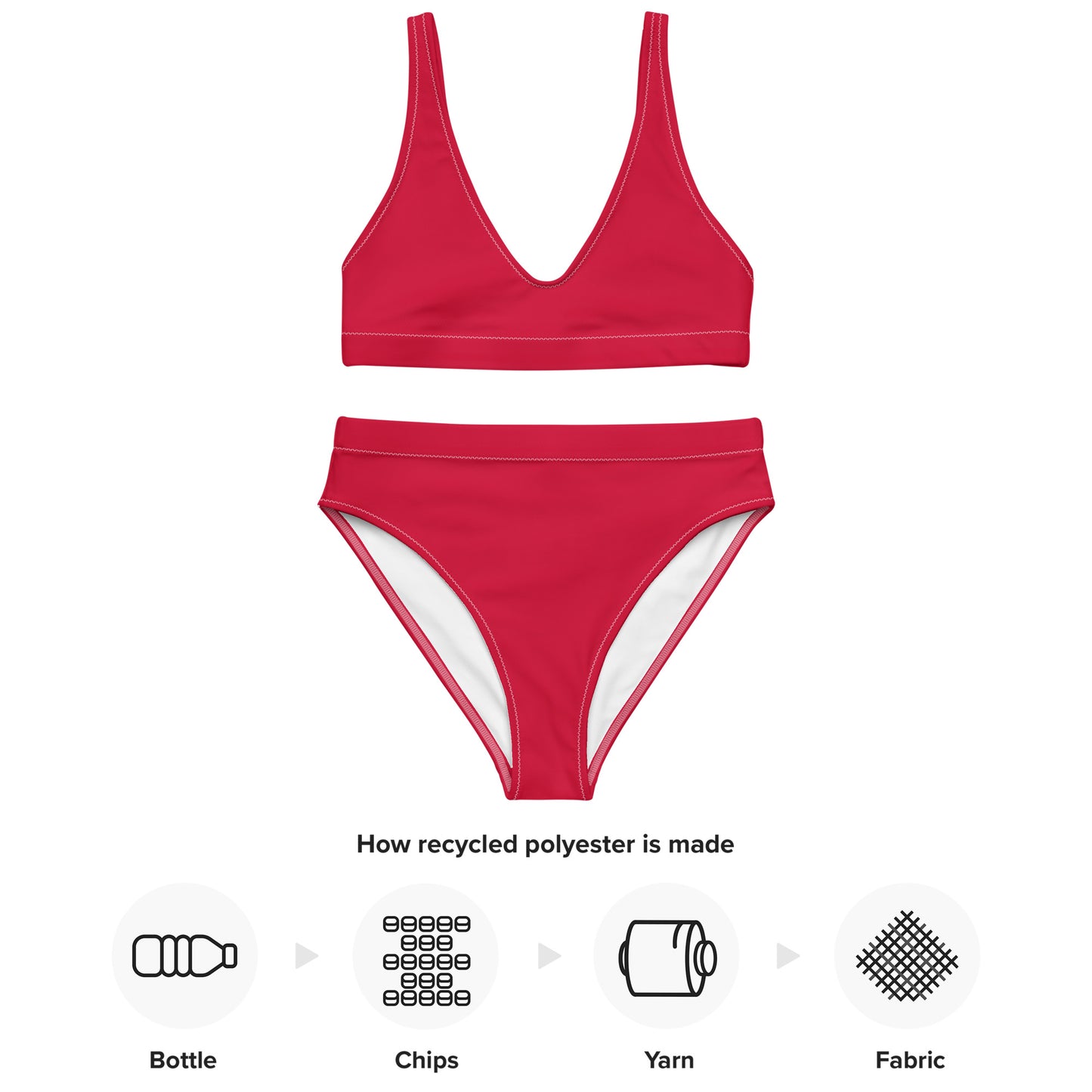 Cherry Red Recycled High-Waisted Bikini