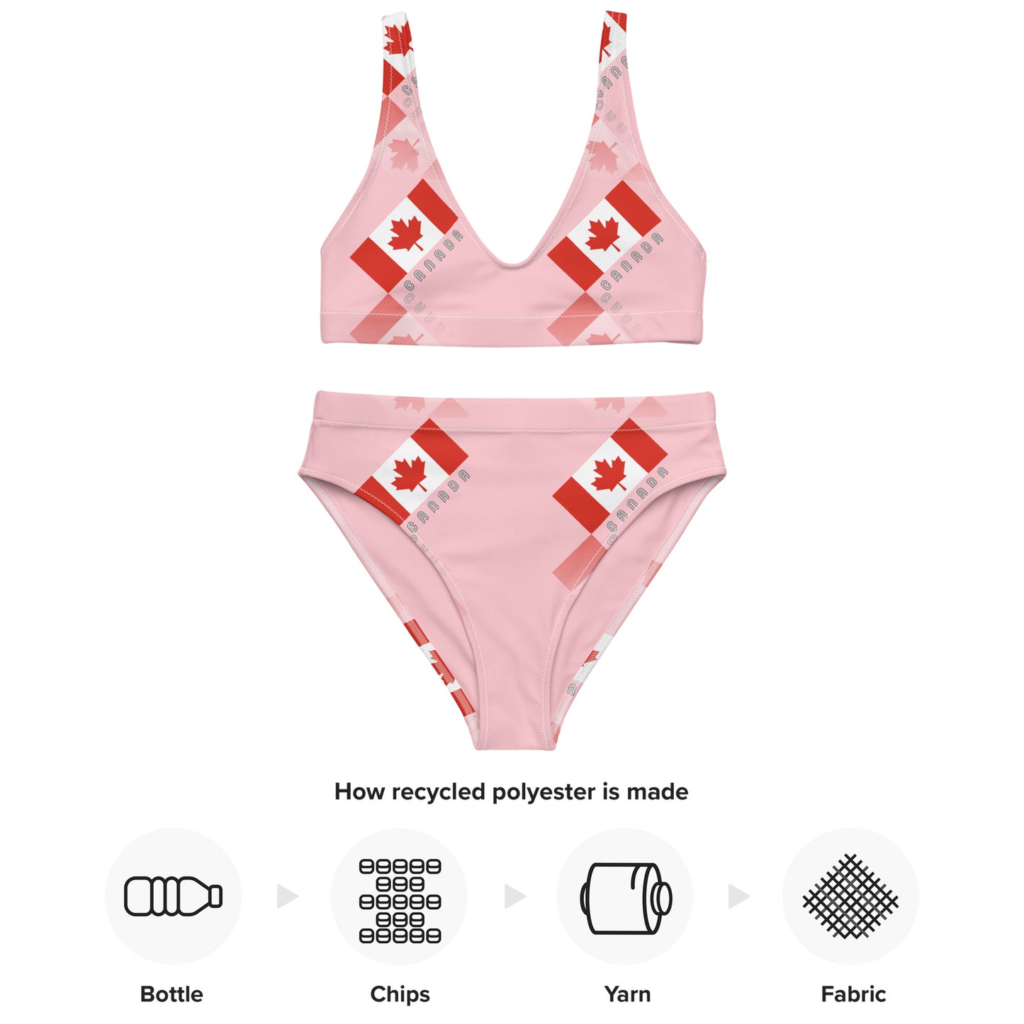 Elegant Maple Leaf Canada Recycled High-Waisted Bikini