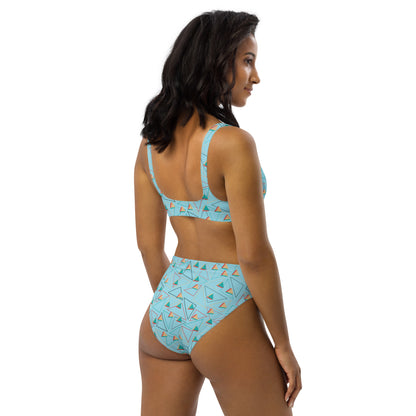 Triangular Candied Recycled High-Waisted Bikini - Multiple Colors