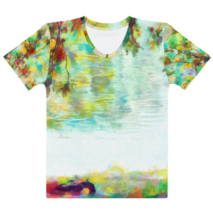 She's In Moment Watercolor All-Over Print Women's Crew Neck T-Shirt