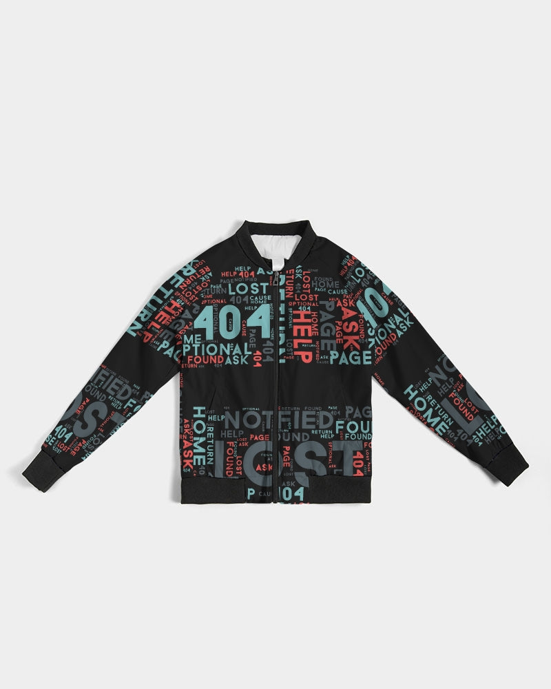 404 Error Page Text In Stop Sign Black Women's Bomber Jacket TeeSpect