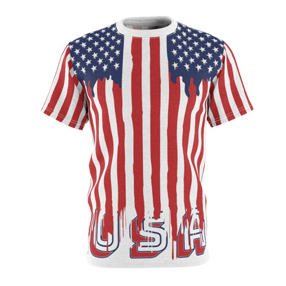 USA Dripping Flag Unisex AOP Cut & Sew Tee TeeSpect