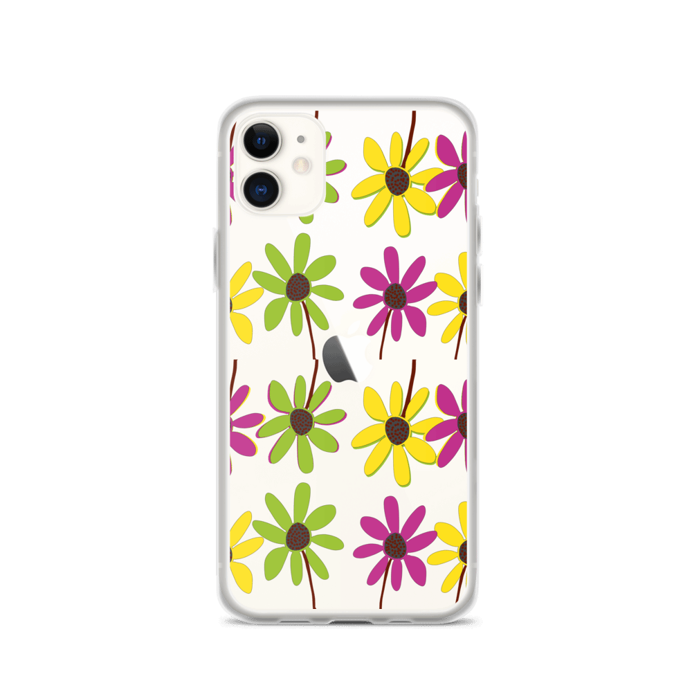 iPhone Colourful Hand Drawn Flower Petals Clear Case TeeSpect