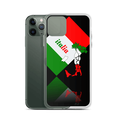 Elegant Italia - Italy Flag And Map iPhone Black Case TeeSpect
