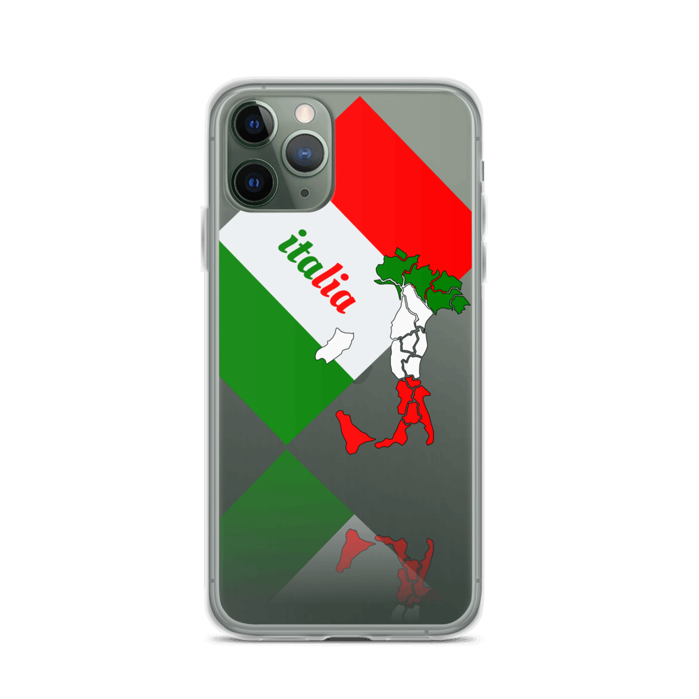 Elegant Italia - Italy Flag And Map Clear iPhone Case TeeSpect