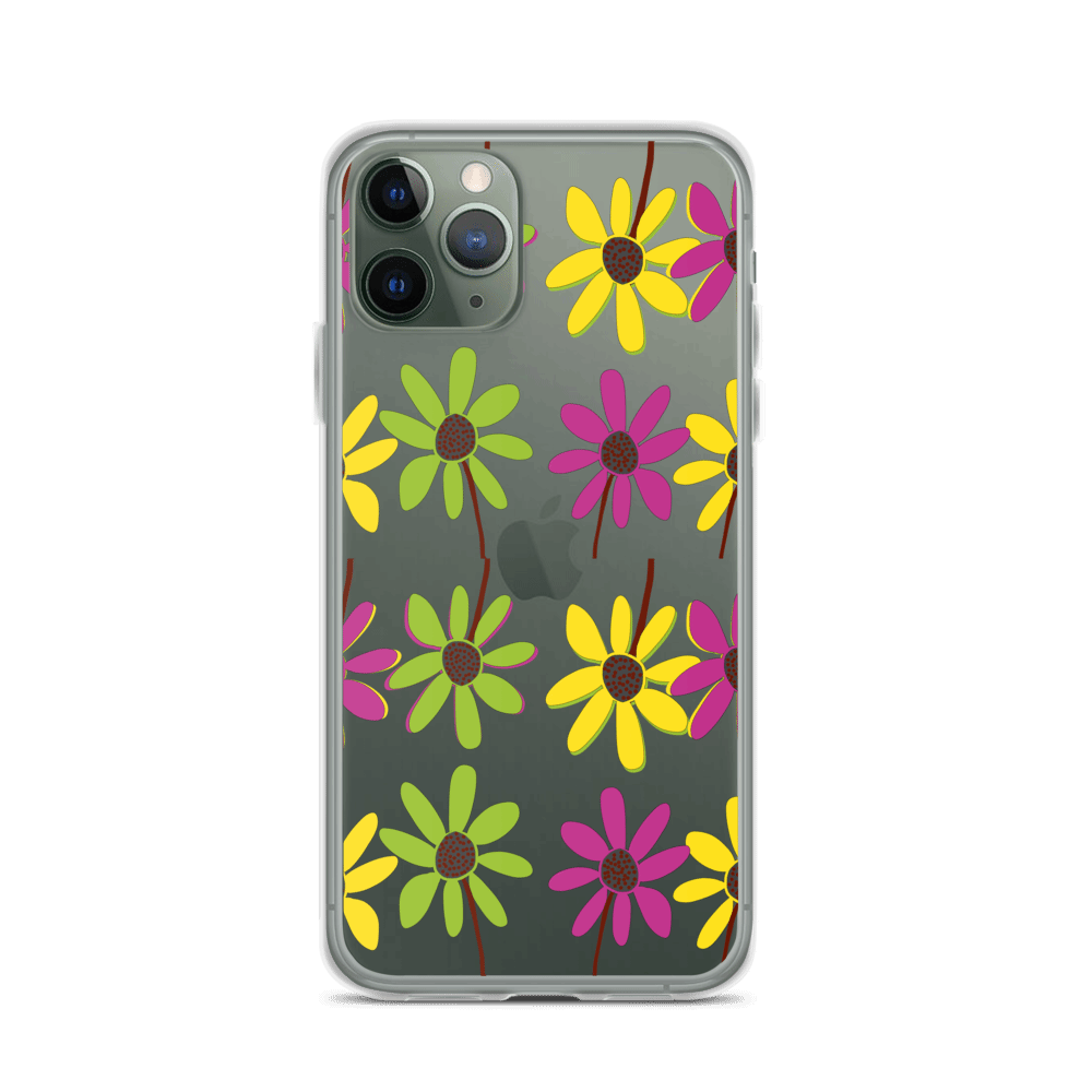 iPhone Colourful Hand Drawn Flower Petals Clear Case TeeSpect