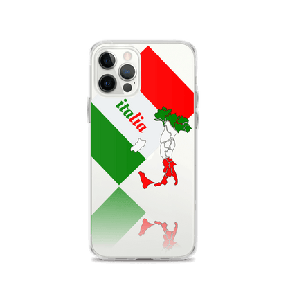 Elegant Italia - Italy Flag And Map Clear iPhone Case TeeSpect