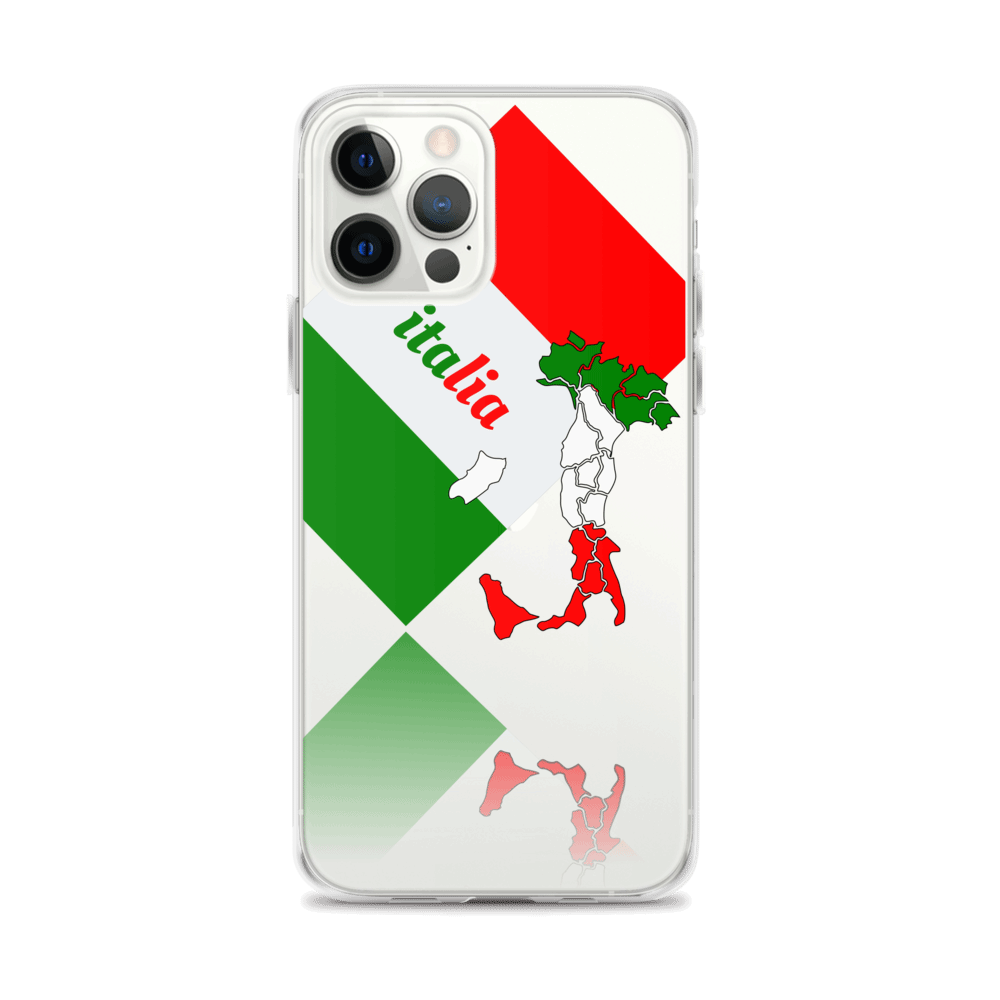 Elegant Italia - Italy Flag And Map Clear iPhone Case TeeSpect