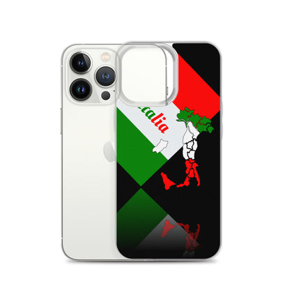 Elegant Italia - Italy Flag And Map iPhone Black Case TeeSpect