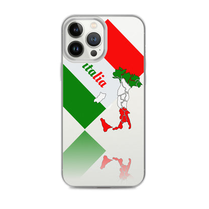 Elegant Italia - Italy Flag And Map Clear iPhone Case TeeSpect