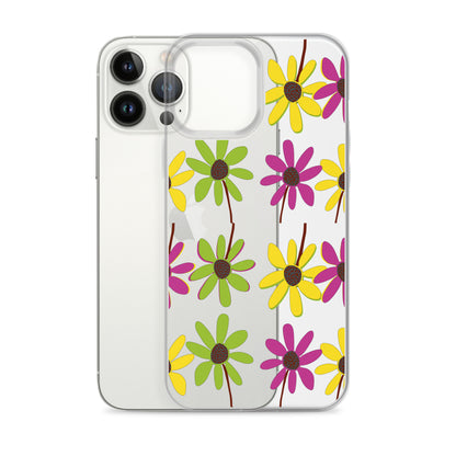 iPhone Colourful Hand Drawn Flower Petals Clear Case TeeSpect