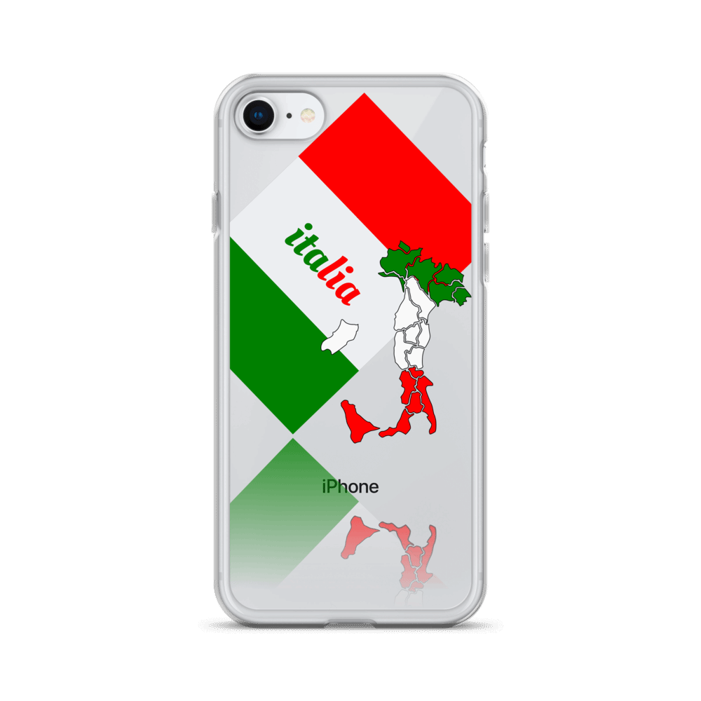 Elegant Italia - Italy Flag And Map Clear iPhone Case TeeSpect