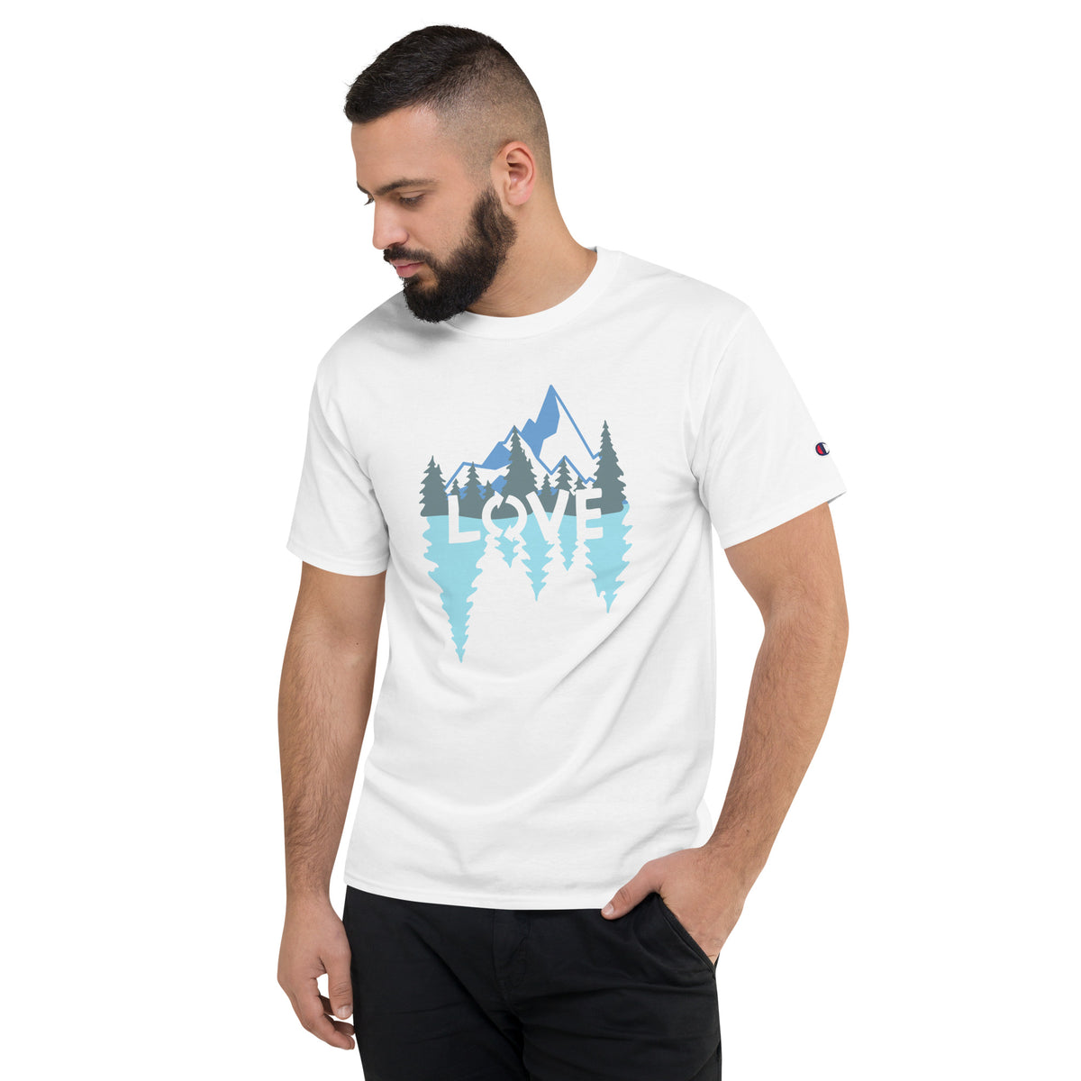 LOVE Nature Mountains Men's Champion T-Shirt TeeSpect
