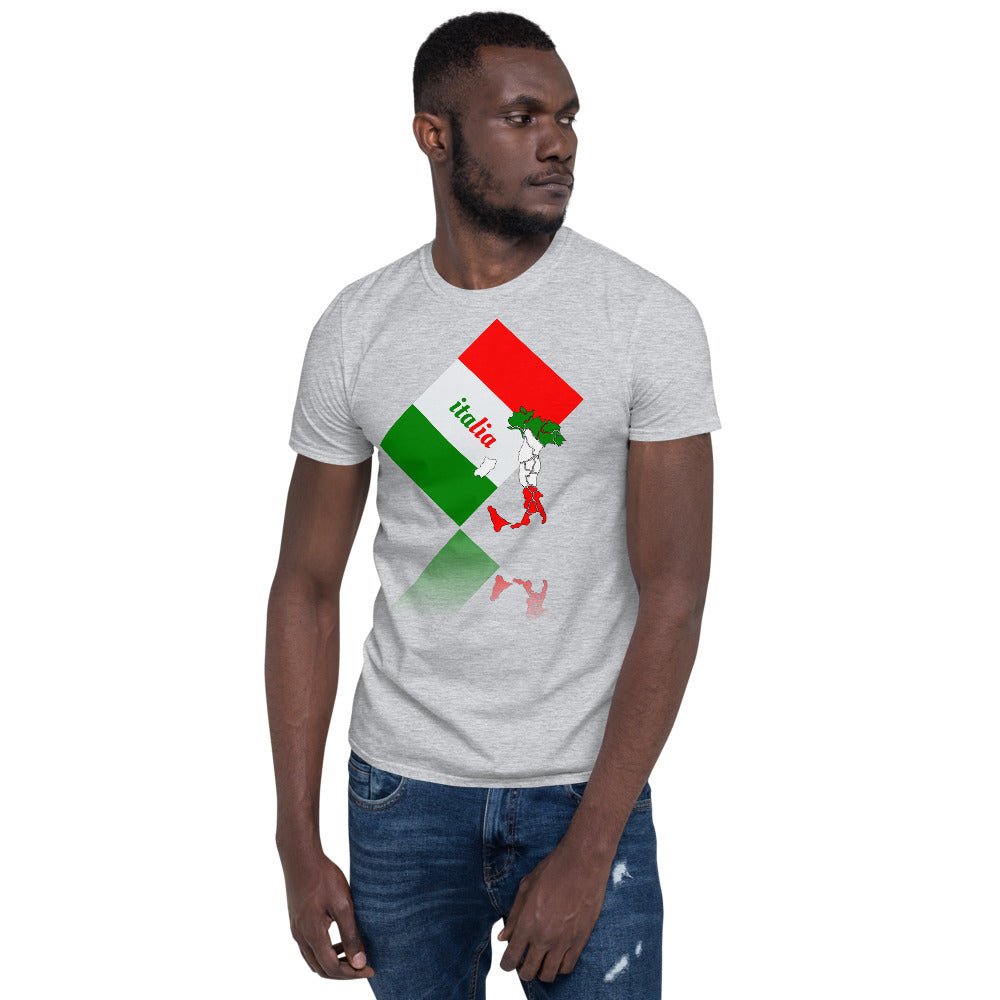 Elegant Italia - Italy Flag And Map Unisex Cotton Softstyle Short-Sleeve T-Shirt TeeSpect