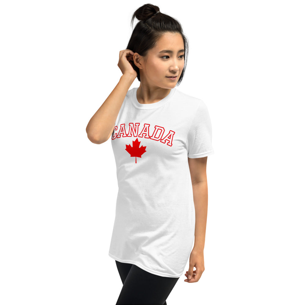 Bold Canada And Maple Leaf Unisex Soft Cotton, Softstyle Short-Sleeve T-Shirt TeeSpect