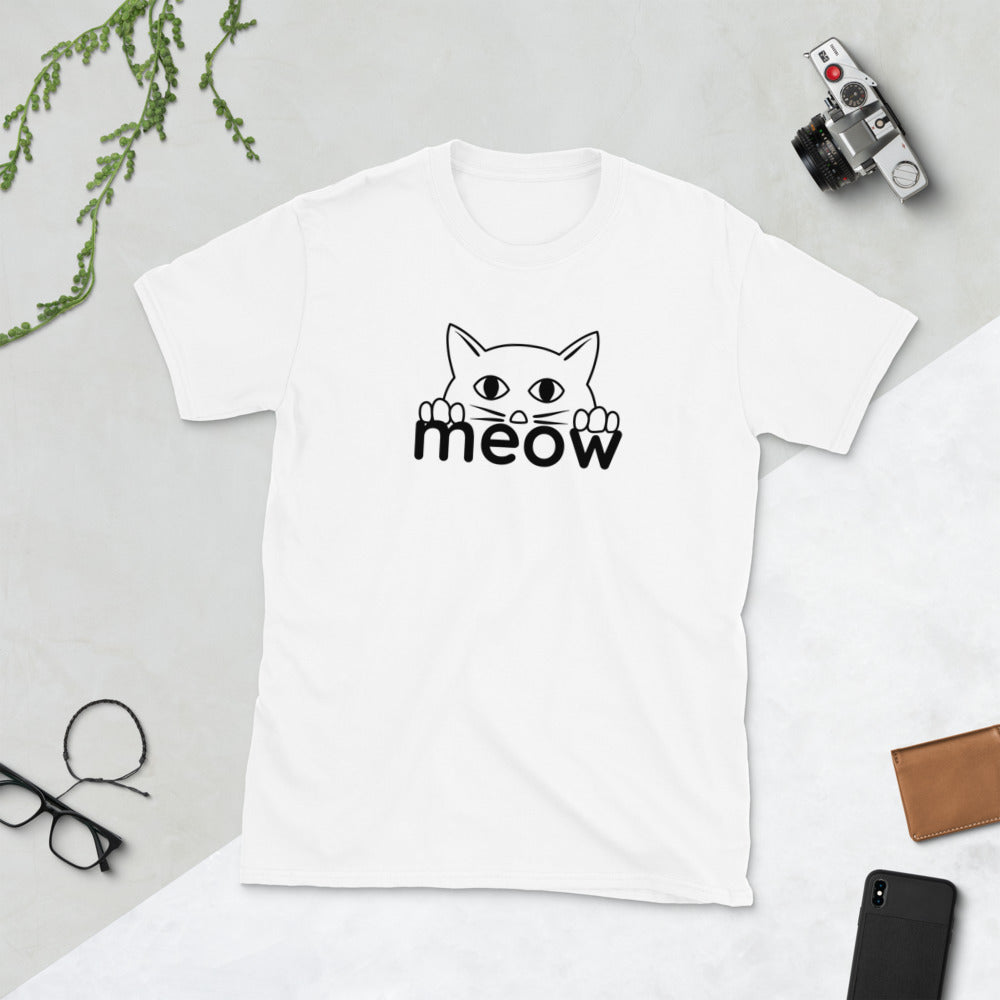 Cat Face Meow Unisex, Soft Cotton, Softstyle Short-Sleeve T-Shirt TeeSpect