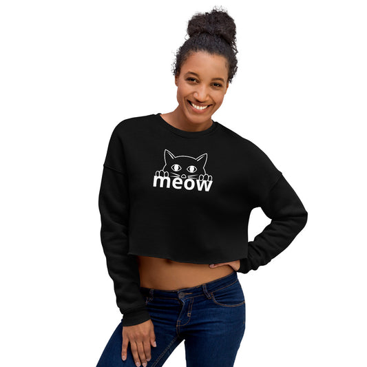 Cat Face Meow Comfortable And Fashionable Cropped Sweatshirt TeeSpect