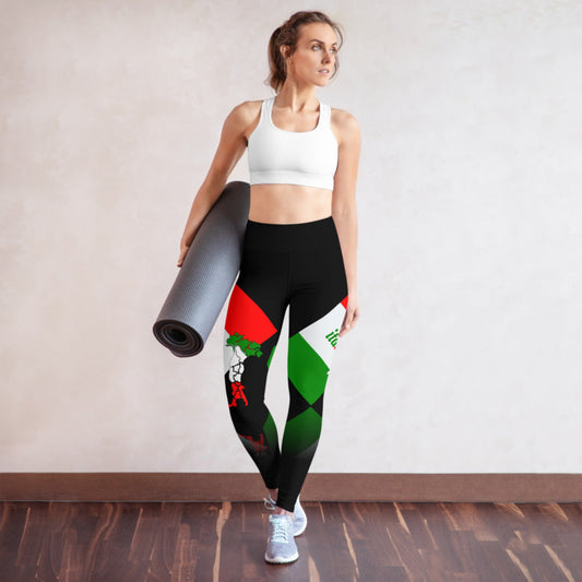 Elegant Italia - Italy Flag And Map All-Over Print Super Soft, Stretchy, Comfortable Yoga Leggings With Pockets TeeSpect