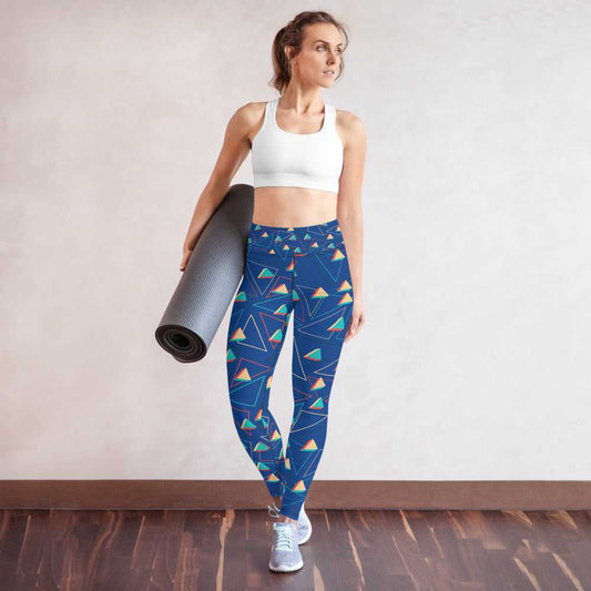 Triangular Candied Blue Yoga Leggings TeeSpect