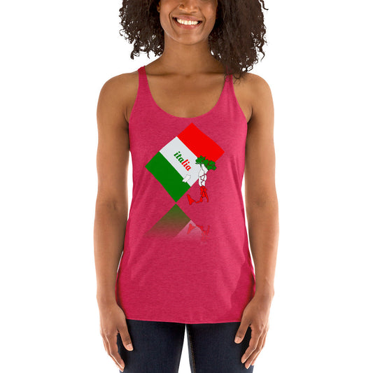 Women's Triblend Elegant Italia - Italy Flag And Map Racerback Tank TeeSpect