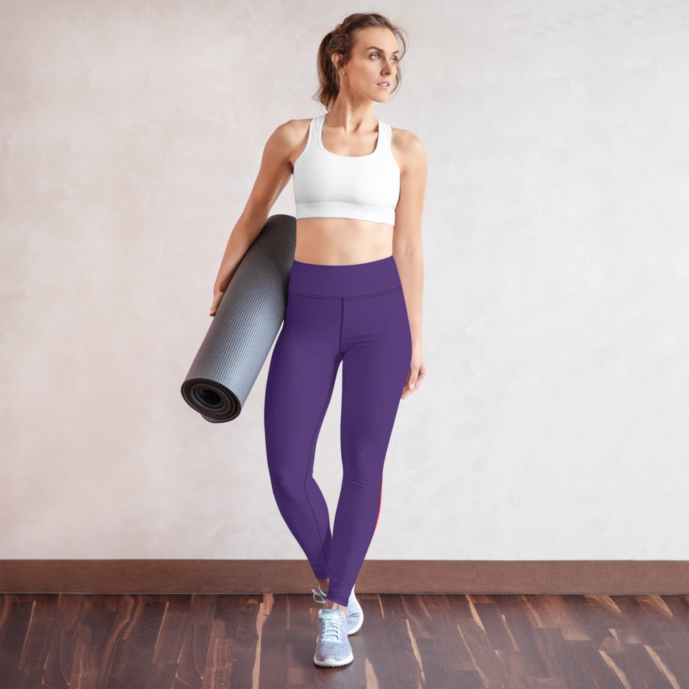 All-Over Print Multi Colors Super Soft, Stretchy, Comfortable, Single Red Stripe Yoga Leggings With Pockets TeeSpect