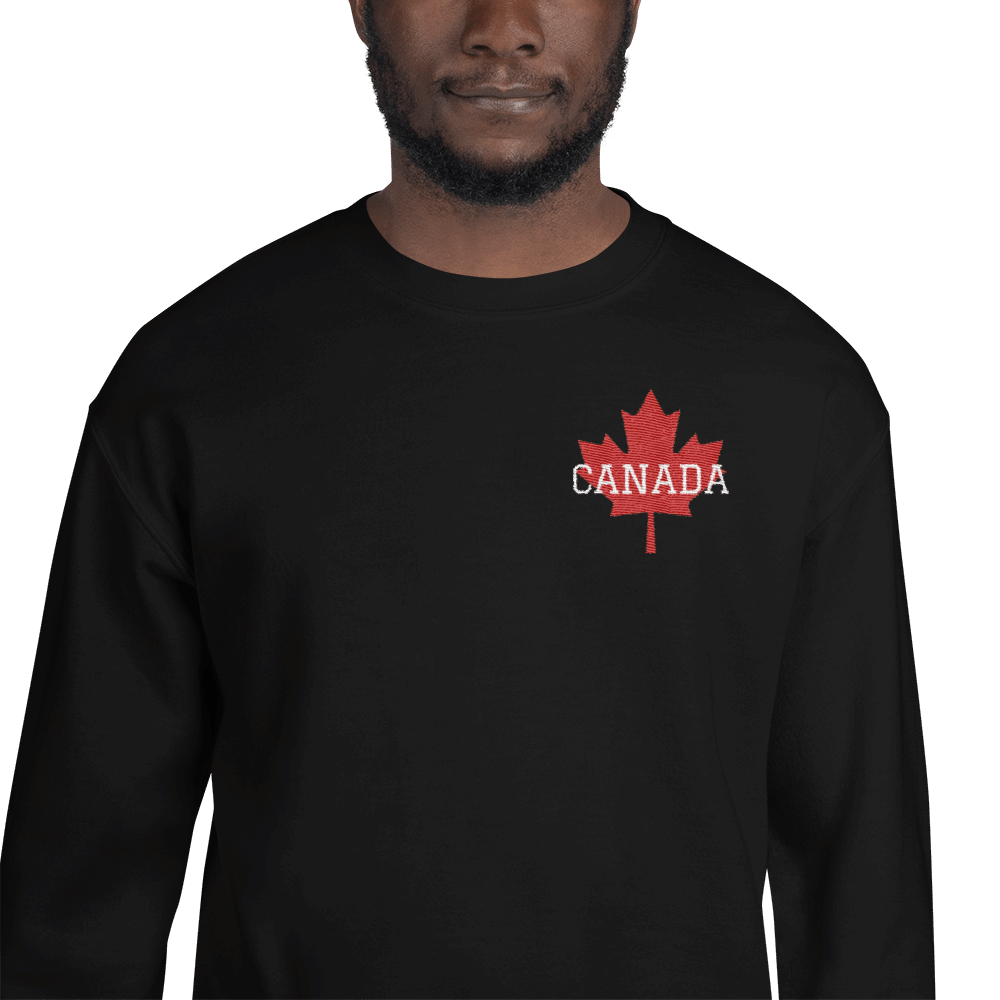 Bold CANADA Maple Leaf Embroidered Unisex Crew Neck Sweatshirt TeeSpect