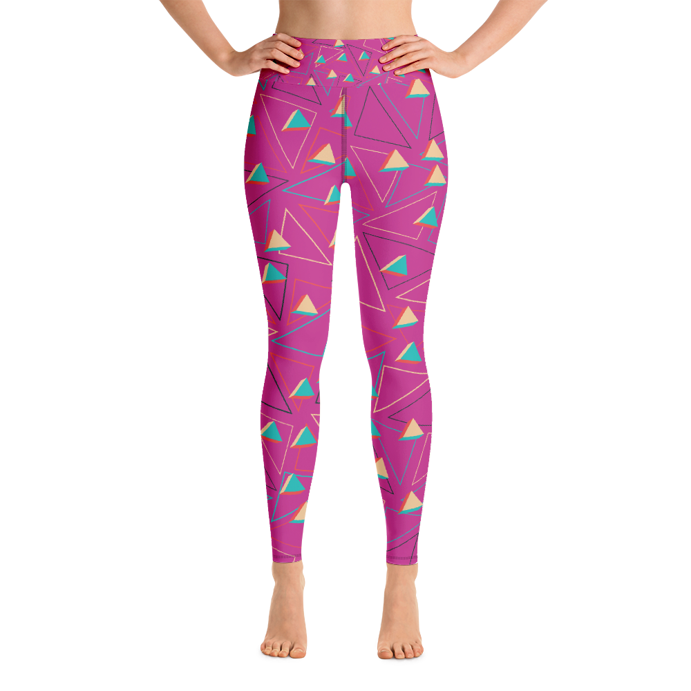 Triangular Candied Pink Yoga Leggings - With Pockets TeeSpect