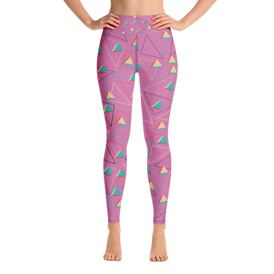 Triangular Candied Light Pink Yoga Leggings - With Pockets TeeSpect